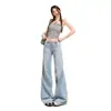 Jeans Acampanados Lavados de Color Claro Estilo Americano Nuevo Estilo Verano 2026 Que No Se Pegan a las Piernas, Tiro Bajo, Adelgazantes, Jeans para Mujer, Venta al por Mayor de Una Pieza