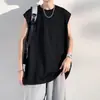 Camiseta sem mangas americana masculina de verão fina solta de algodão colete esportivo peça externa top de basquete roupas colete manga curta