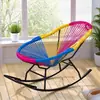 Silla de Ratán, Mecedora para el Hogar, Mecedora Tejida de Ratán, Sillón Creativo de Ocio para la Siesta, Silla de Ocio Colorida para Adultos, Silla de Balcón