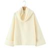 Exportación Transfronteriza Ropa de Mujer Otoño e Invierno 2025 Estilo Europeo y Americano Suéteres de Punto de Color Puro Sueltos con Bufanda Decorada para Mujer D79787