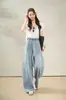 Pantalones Vaqueros de Tencel Lavado Fino Curvado de Pierna Ancha Populares Versátiles Casuales Adelgazantes de Verano 2026 para Mujer