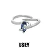 Anillo de Zirconia Azul Serpiente de Arena 1269 Estilo Minimalista Plata de Ley S925 Único Versátil Anillo de Alta Gama Joyería de Plata Al por Mayor
