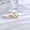 Anel Aberto Pedra Natural Cor Tesouro Luxo Leve Feminino Temperamento Versátil Prata Esterlina S925 Folha Pequeno Fresco Anel de Alto Padrão
