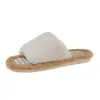 Pantuflas Gruesas de Piel Sintética para Mujer de Otoño e Invierno, Pantuflas Planas de Algodón Antideslizantes para Interior del Hogar, Pantuflas Casuales Cómodas de Felpa con una Sola Tira