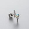 Henson Clavo de Oreja Serie Dulce Polvo Azul Zircón Amor Mariposa Tornillo Acero de Titanio Pendientes Perforados Avanzado