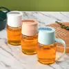 Jarra de aceite de garbanzo de vidrio con apertura y cierre automáticos, para cocina doméstica, sin colgar, sellada, a prueba de fugas, gran capacidad