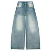 Jeans juveniles naranjas # Lavados y desgastados con textura vintage de pierna ancha para mujer, corte holgado, adelgazantes, modernos, versátiles, pantalones de largo completo