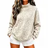 Moda cruzada europea y americana para mujer 2026, nueva sudadera con estampado de leopardo y cuello alto para mujer, estilo vintage casual suelto de manga larga para otoño e invierno