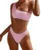 Bikini Sexy de Corte Dividido 2025 Tie-Dye Color Puro para la Costa Nuevo Bikini de Baño Europeo y Americano Estación Independiente Amazon
