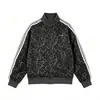 Cleanfit Retro Americano Estampado de Leopardo Chaqueta Corta para Hombre Otoño Rayada Chaqueta Deportiva Ropa de Pareja Chaqueta de Béisbol