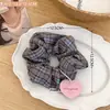 Scrunchie de tecido estampado estilo coreano e colegial, elástico de cabelo versátil vintage para rabo de cavalo, acessório de cabelo de alto valor estético para penteados presos