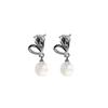 Aretes de Corazón Hueco Piedra Ojo de Gato Estilo Minimalista Personalidad Única Temperamento Aretes para Niña Pinzas para Orejas de Perla