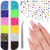 30.000 Peças de Strass de Resina Mistos de 3 mm em 24 Cores, Pedras de Fundo Plano Não Termocolantes, para Arte de Unhas