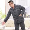 Pijama Acolchado Grueso de Tres Capas para Hombre de Invierno Conjunto de Ropa para el Hogar de Coral Fleece Chaqueta de Algodón Gruesa para el Calor