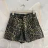 Shorts leopard print estilo retro americano lavado para mulheres, estilo high street wasteland, slim reto perna larga quadril hot pants tendência