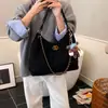 Bolso de Hombro Acolchado con Bordado de Moda con una Cadena Pequeña Estilo Chanel, Elegante Bolso Casual de Gran Capacidad para el Trabajo y el Uso Diario