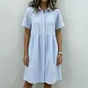 2026 Estação Independente da Amazon Verão Europeu e Americano Novo Temperamento Retrô Gola Polo Xadrez Manga Bufante Vestido