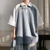 Camisa Waffle Solta Masculina de Verão, Fashion e Única, para Adolescentes, Design de Nicho, Blusa Versátil Color Block