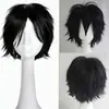 Cosplay de Anime Universal Preto Pequeno Franja em Forma de M Invertida Conjunto de Cabelo Masculino Cão de Caça de Bungou Osamu Dazai Levemente Cacheado Multicor