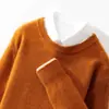 Suéter Grueso de Punto de Siete Agujas para Hombre con Cuello Redondo, Tejido de Lana Pesada, Camiseta Básica de Manga Larga para Otoño e Invierno, Nuevo