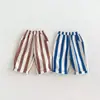 Calça Listrada Versátil Infantil Primavera e Outono Calça Casual Solta de Perna Reta para Meninos e Meninas Calça Longa Infantil de Algodão Classe A