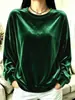 Roupas Femininas Outono/Inverno 2026 UE Estação Independente Amazon Camiseta Casual de Veludo com Gola Redonda e Manga Longa para Mulheres