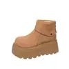Botas de Nieve Súper Populares con Suela Gruesa para Aumentar la Altura para Personas Bajas 2026 Nuevo Estilo Botines Maillard de Tobillo Pequeño Botas de Algodón con Felpa para Mujer Otoño/Invierno