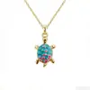 Collar Colgante de Tortuga Colorida de Venta Caliente Europea y Americana Transfronterizo para Mujeres, Joyería de Cadena para Clavícula de Tortuga Pequeña de Esmalte de Aleación al por Mayor