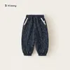 Pantalones florales Bangxuan Huzhou Zhili para niños, pantalones jogger infantiles de estilo pastoral con ribete de encaje