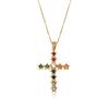 Hip hop nuevo cielo estrellado brillante colorido puntada completa de diamantes colgante de cruz europeo y americano INS uso personalizado collar de circonita