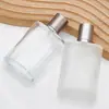 Frasco de perfume transparente de alta qualidade, frasco quadrado de vidro vazio, 30ml, 50ml, 100ml, frasco com borrifador de pressão, frasco de perfume com tampa de encaixe