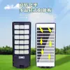 Poste Telescópico Integrado para Luminária de Rua Solar com Iluminação Brilhante Trilateral, Iluminação com Sensor de Movimento, Luminária de Parede Doméstica à Prova d'Água para Exterior