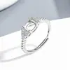 Anel de Prata Esterlina Sólida S925 6mm com Cravação Vazia para Pedra Colorida DIY, Diamante com Fundo Pontiagudo, Anel de Contas Redondas de Alta Qualidade para Live Stream, Empilhável