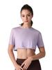 Camiseta Esportiva Curta Solta de Liocel Feminina Verão Manga Curta Cropped Blusa de Dança Manga Curta Roupas de Yoga Fitness