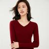 Suéter de tricô listrado com decote em V para outono e inverno, feminino, slim fit, emagrecedor, suéter externo, camisa de manga longa para usar por baixo
