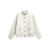 Chaqueta de trabajo ACE estilo americano vintage moderno old money de corte holgado con cuello mao para hombre, top de estilo casual maduro HJ5939