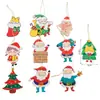 Enfeites de madeira do Papai Noel transfronteiriços, pingentes de decoração para árvore de Natal em vários estilos para festa de Natal e decoração de sala