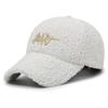 Sombrero de Otoño e Invierno para Mujer Estilo Coreano Grueso Cálido Gorra de Béisbol Imitación Lana de Cordero Bordado Letra Bordada Gorra Combinable