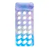 Hamaca de Agua Inflable para Exteriores Transfronteriza, Cama Flotante con Almohada, Sillón Individual, Flotador Inflable Redondo con Lentejuelas y Gradiente
