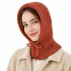 Bufanda Sombrero de Punto Integrado Otoño Invierno para Mujer Cordón Rayas Caliente Cubreorejas Gorro de Lana Bufanda Doble Uso