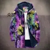 2025 Cardigan Casual Masculino com Capuz e Zíper Padrão Tie-Dye Cross-Border Temu Jaqueta de Algodão Forro Cinza DIY