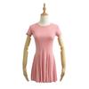Moda Ins Estilo Europeo y Americano Color Sólido Ajustado Adelgazante Falda con Volantes Cintura de Mujer Vestido Elegante que Reduce la Edad de Manga Corta