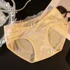 Braguitas de encaje con lazo para mujer, satén brillante de seda de hielo, nuevo estilo de verano, entrepierna antibacteriana, sexy de tiro bajo