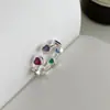Anillos Coloridos con Forma de Corazón para Mujer, Estilo Coreano, Modernos y Tendencia, Diseño Nuevo de Nicho, Anillos Ajustables, Anillos Únicos para el Dedo Índice, Modernos