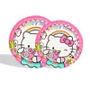 Hello Kitty Gato Kt Temática Fiesta de Cumpleaños Infantil Suministros para Fiesta de Halloween Vasos y Platos de Papel Desechables Set