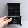 1:12 Casa de Bonecas Móveis em Miniatura Comida Mini Cena de Brincar Decoração Armário com Gaveta Retro Preto