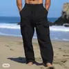 Pantalones de Verano para Hombre 2024 Cordón Múltiples Bolsillos Rectos Planos Lisos Cuadros Transpirables Outdoor Salida Diaria Modernos