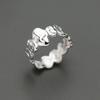 S925 Anel de Prata Esterlina Plissado Irregular Simples Forma Plain Silver Oval Abertura Ajustável Anel Feminino R00471