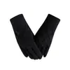 Guantes de cuadros de color sólido transfronterizos para hombres y mujeres, cálidos de invierno, forrados de felpa, tejido grueso tipo lana, pantalla táctil, guantes de alta gama