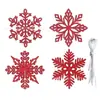 Copos de Nieve Navideños Espolvoreados 10.5cm Decoración de Cadena de Copos de Nieve Navideños Decoración de Guirnalda para Árbol Regalo